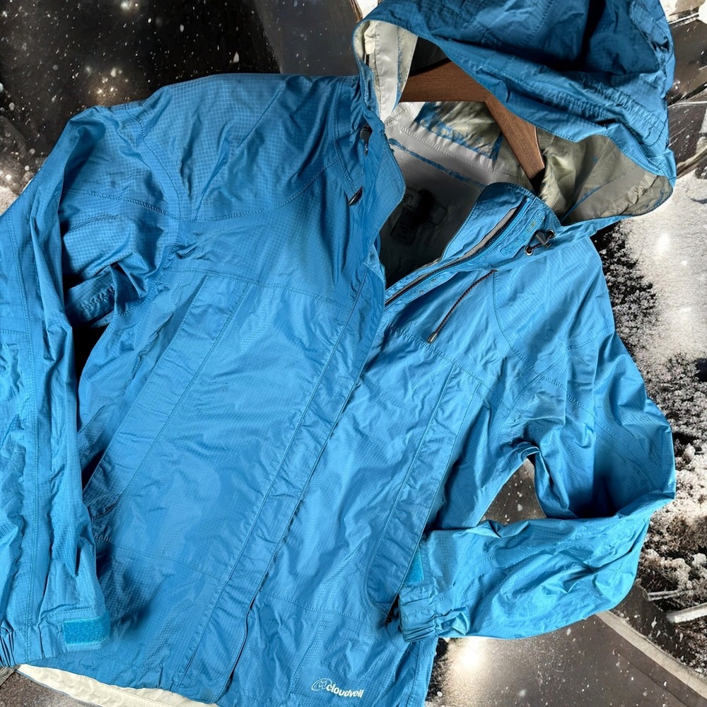Cloudveil Jacket Women M Blue Hooded Rain Shell Ripstop Hiking Outdoor‎ Zip